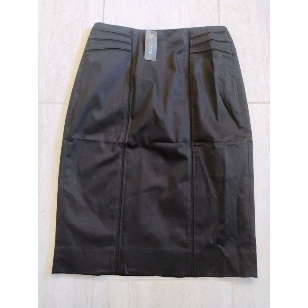White House Black Market Black Woven Pencil Skirt Women's Size 4 NWT MSRP $88